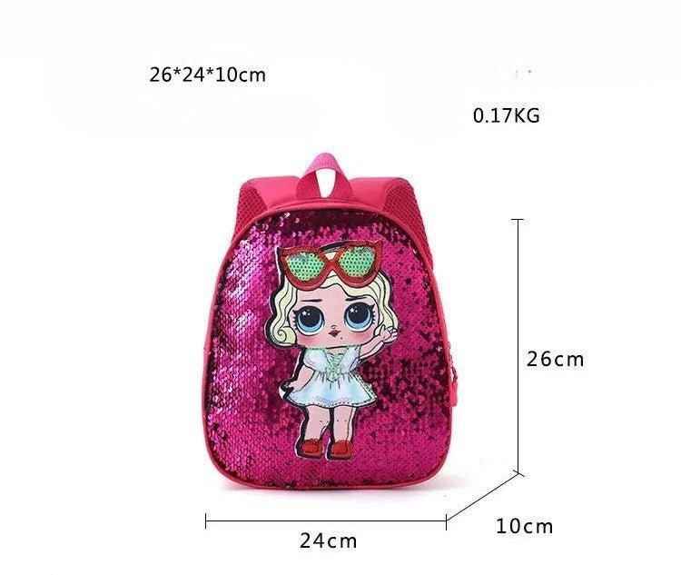 Cute Cartoon Baby Girls Mini Doll Backpack Glitter Random Color