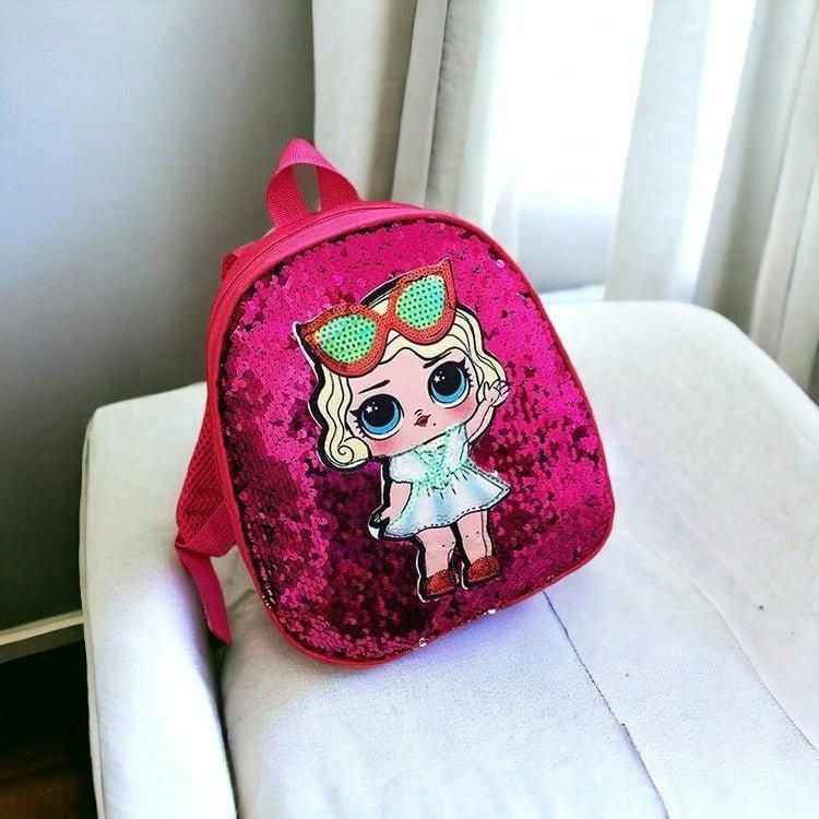 Cute Cartoon Baby Girls Mini Doll Backpack Glitter Random Color