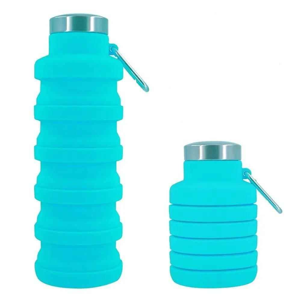 Lightweight 500ml Silicone Foldable Water Bottle with Carabiner for Gym Hiking Camping and Travel Random Colors